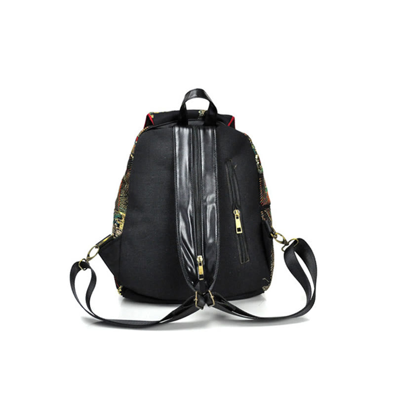 Rucksack aus Canvas mit Stickerei und Quaste