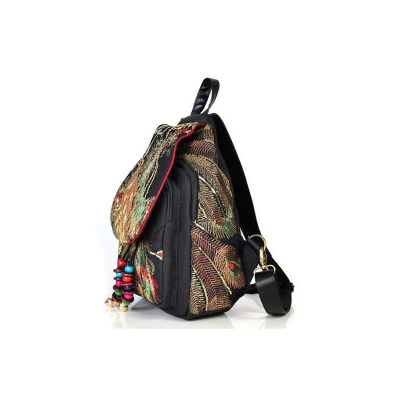 Rucksack aus Canvas mit Stickerei und Quaste