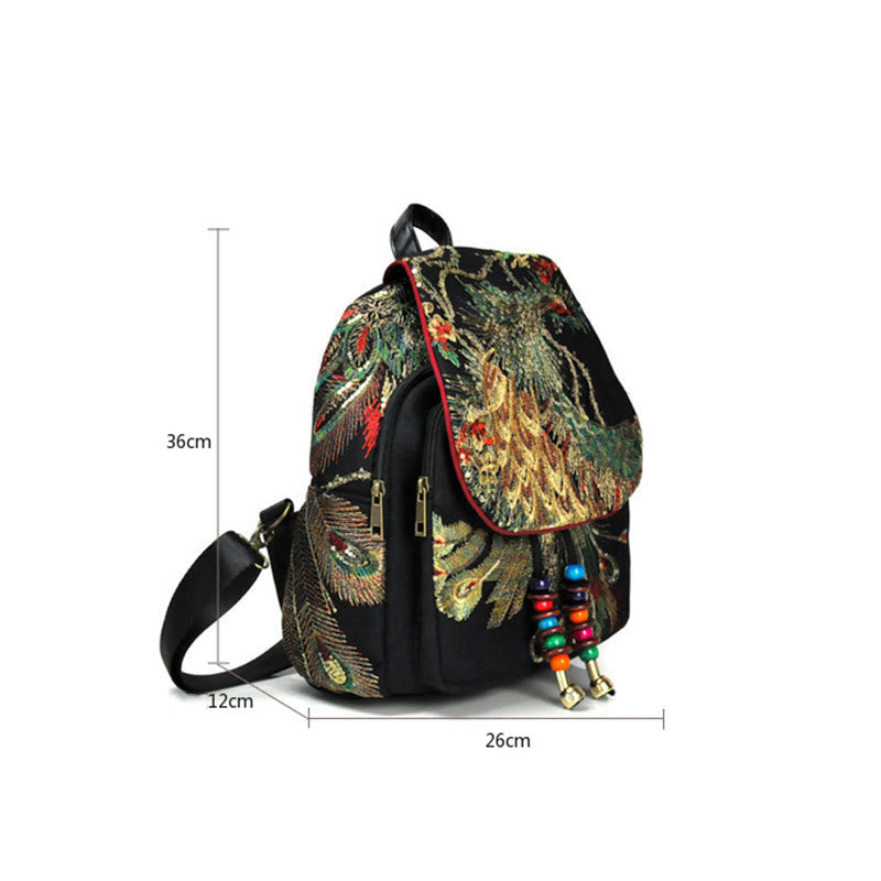 Rucksack aus Canvas mit Stickerei und Quaste